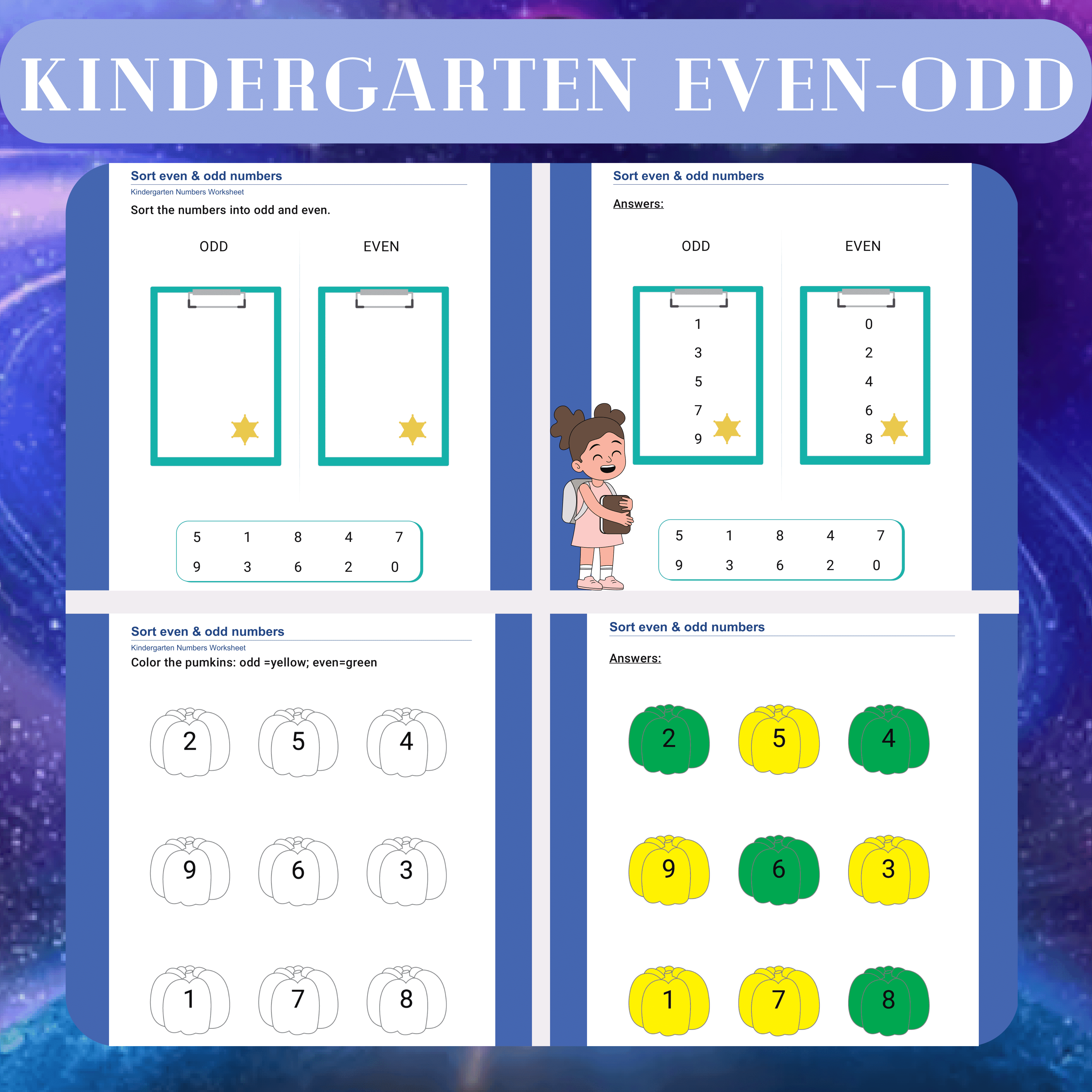 Kindergarten Even-Odd Worksheets