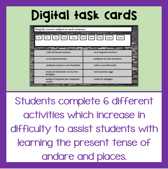 Italian Andare and Places Digital Interactive Task Cards on Google ...