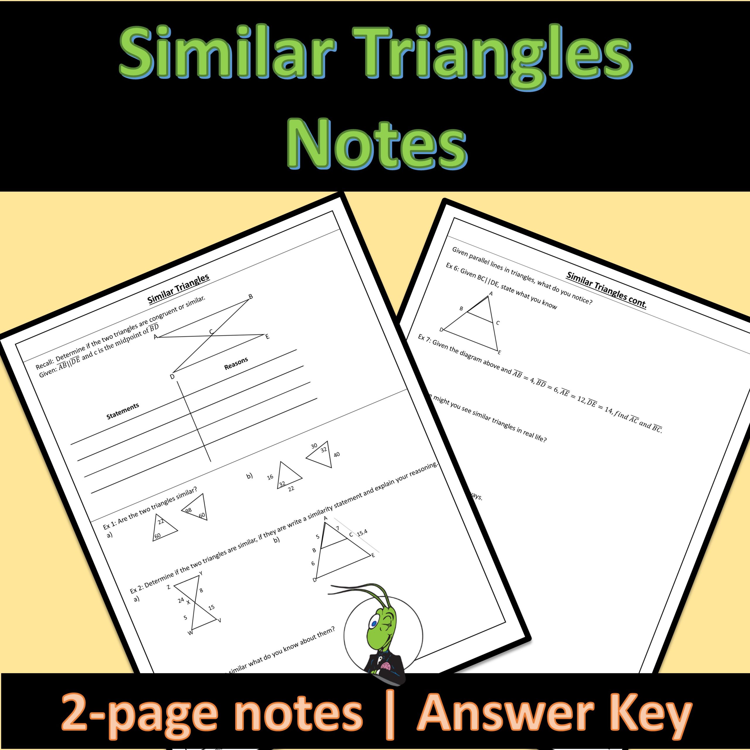 Similar Triangles Guided Notes Similar Polygons Unit | Geometry
