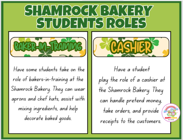 Shamrock Bakery Dramatic Play, St Patricks Day Classroom Dramatic Play ...