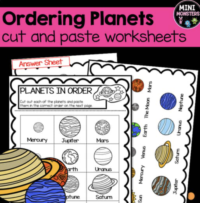 Planets In Order Cut and Paste Worksheets