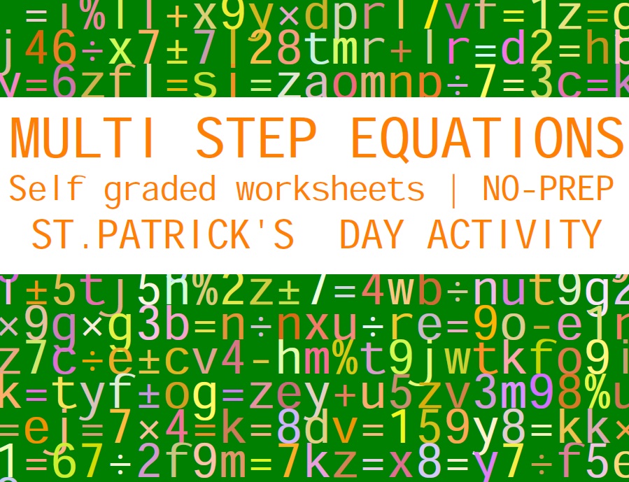 MULTI STEP EQUATIONS - ST.PATRICK DAY ACTIVITY