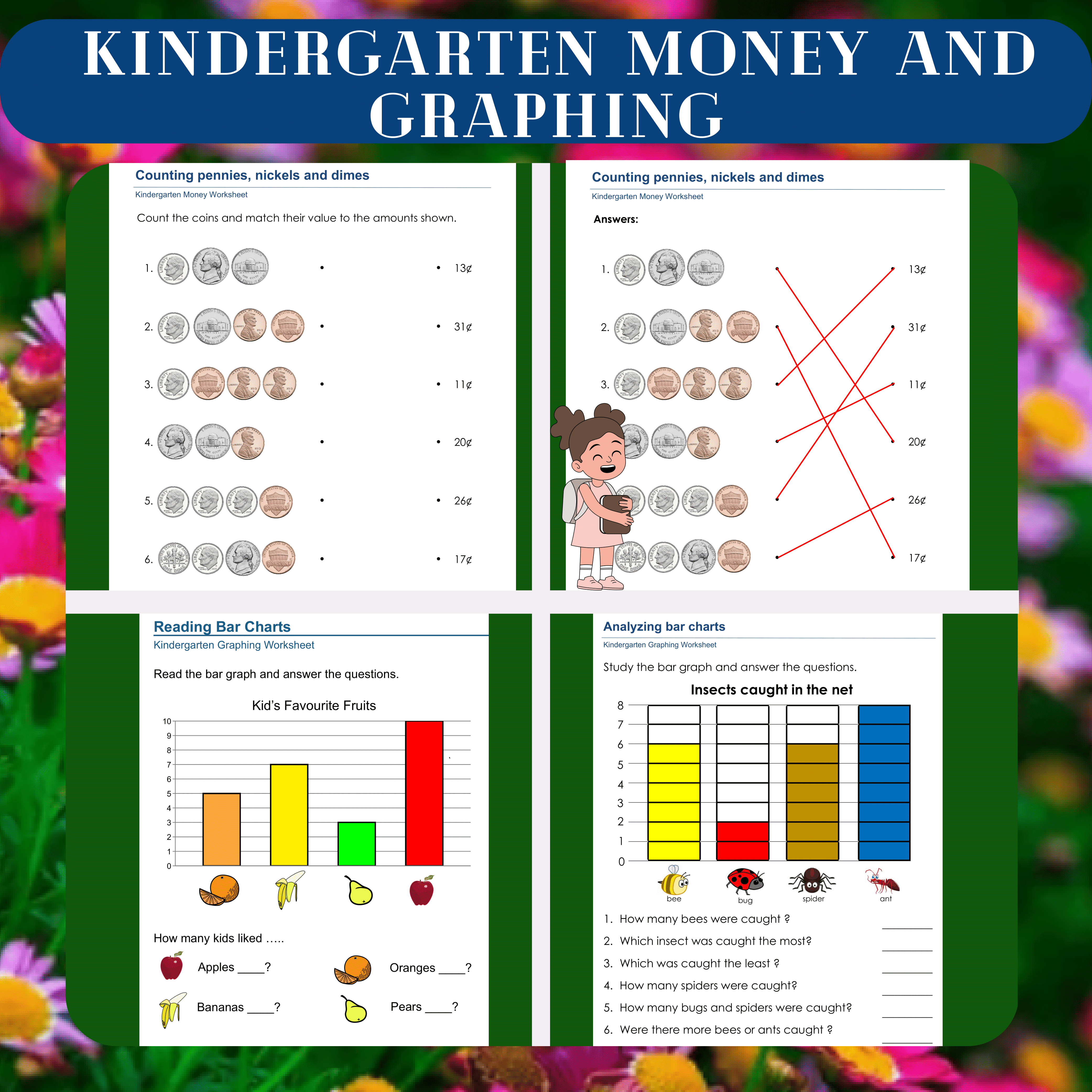Kindergarten Money and Graphing Worksheets