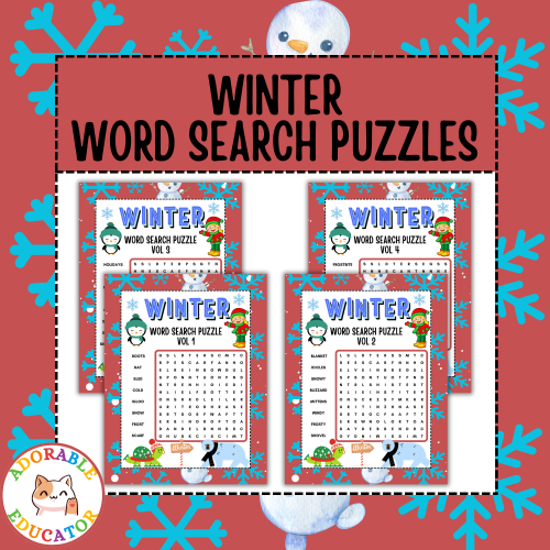 Winter & Christmas Word Search Puzzles Worksheets Activity | Made By ...