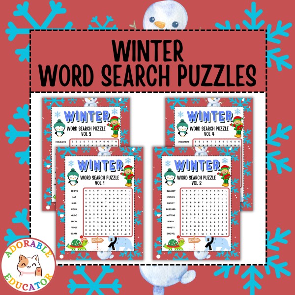 Winter & Christmas Word Search Puzzles Worksheets Activity | Made By ...