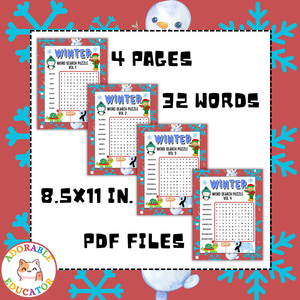 Winter & Christmas Word Search Puzzles Worksheets Activity | Made By ...