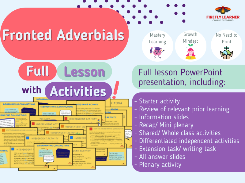 Fronted Adverbials - Grammar/ Writing Lesson