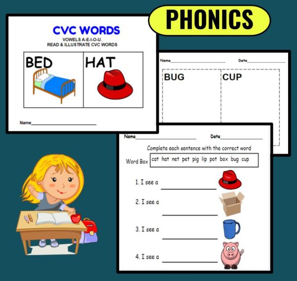 CVC Words - Read and Draw Phonics - Short Vowel Sounds - Made By Teachers