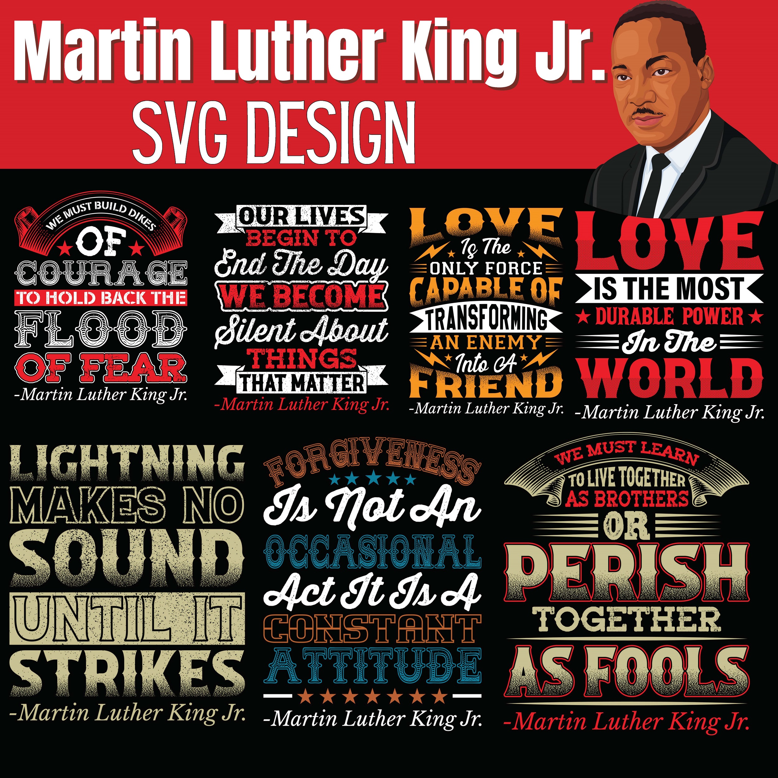 20 Martin Luther King Jr. SVG Design Bundle, High-Resolution Printable File
