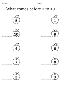 what comes before worksheet 1 to 10 - Made By Teachers