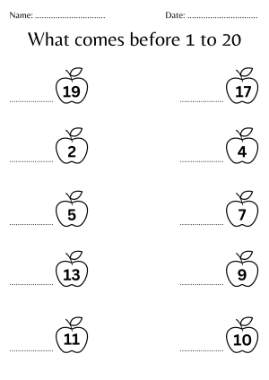 What comes before worksheet 1 to 20 - Made By Teachers