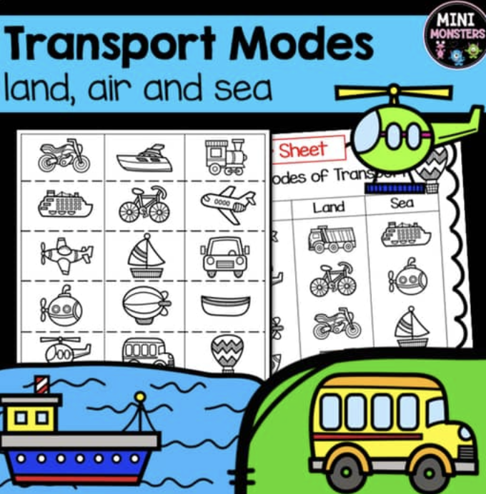 Modes of Transport Cut and Paste Worksheets