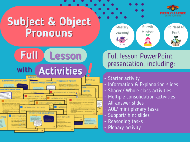 Subject and Object Pronouns - Full Grammar Lesson & Activities