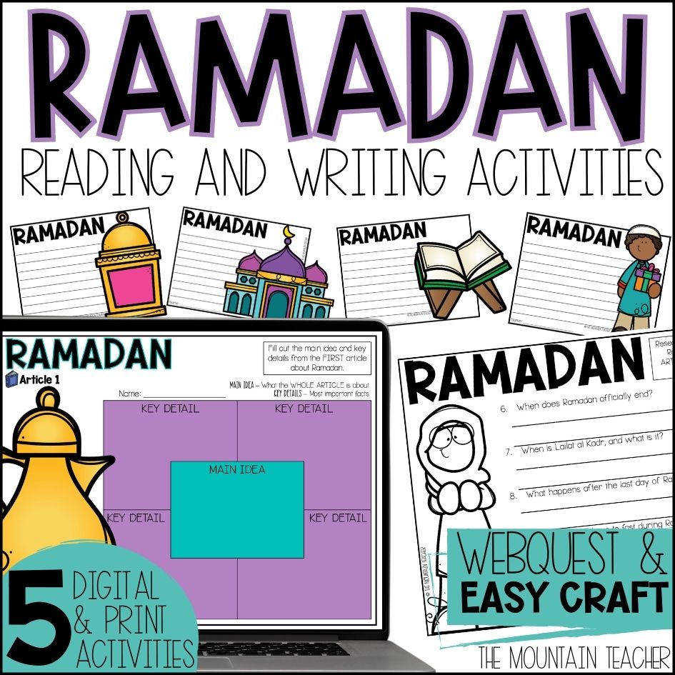Ramadan Reading Comprehension Activities, Webquest and Writing Craft