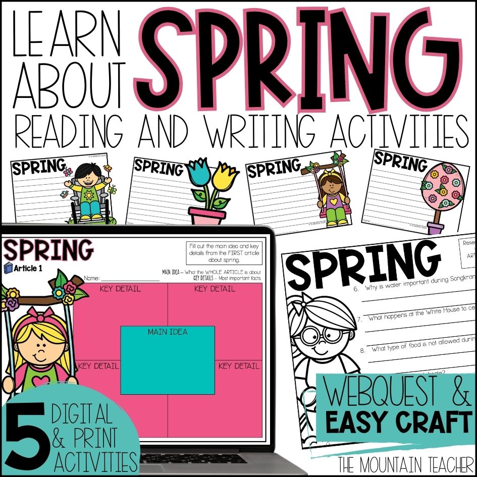 All About Spring Reading Comprehension Activities Webquest & Writing Craft