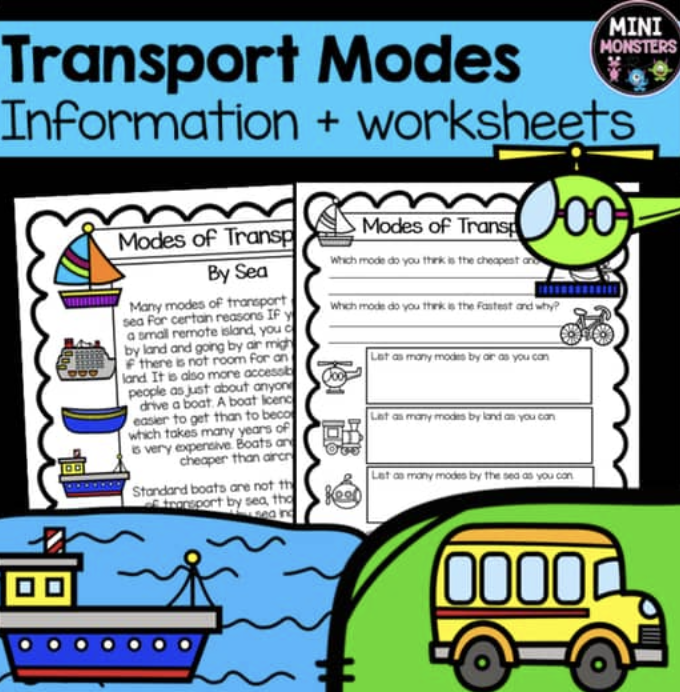 Modes of Transport Cut and Paste Worksheets