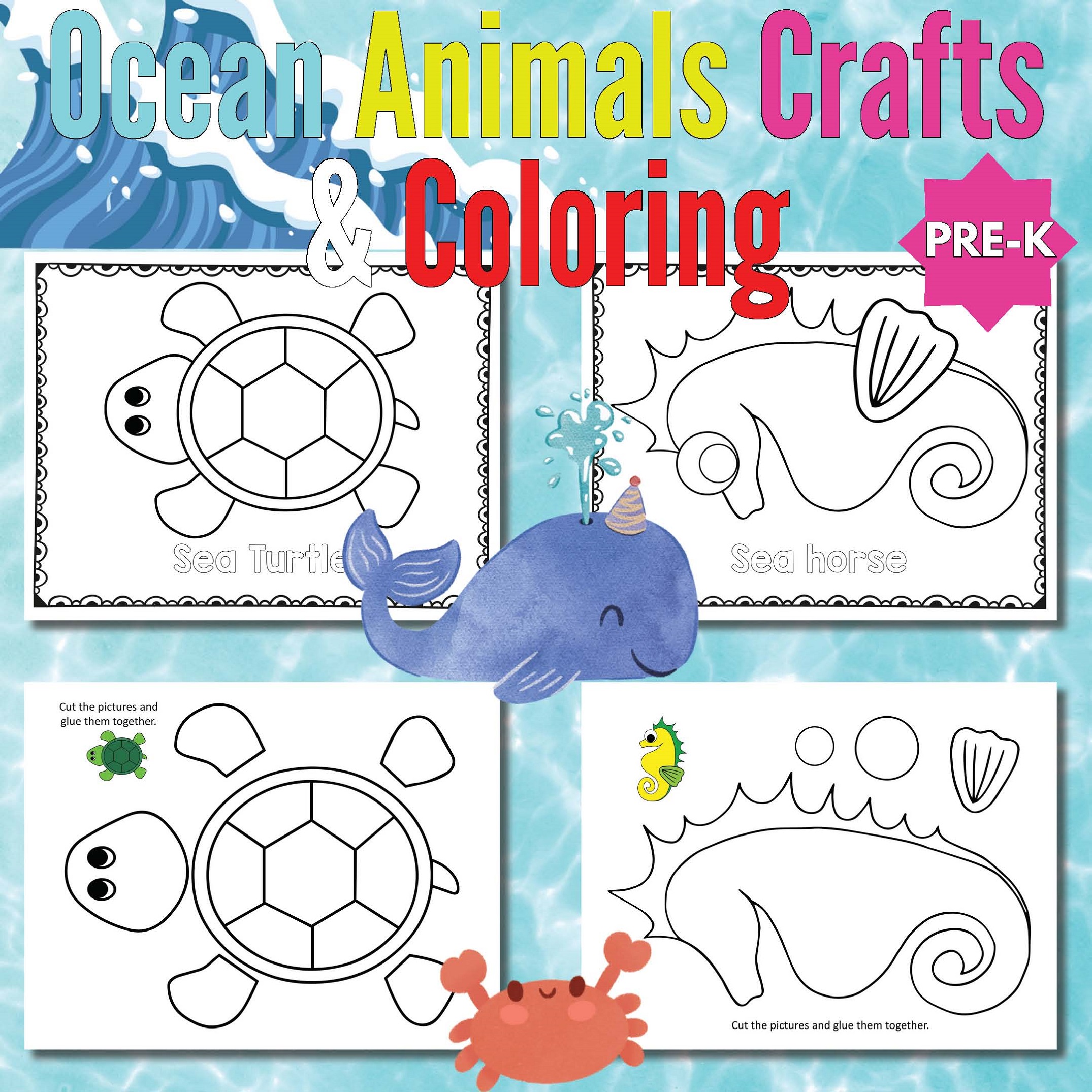 Cute creative Sea Life Activity Book, Preschool Ocean Animals Crafts & Coloring