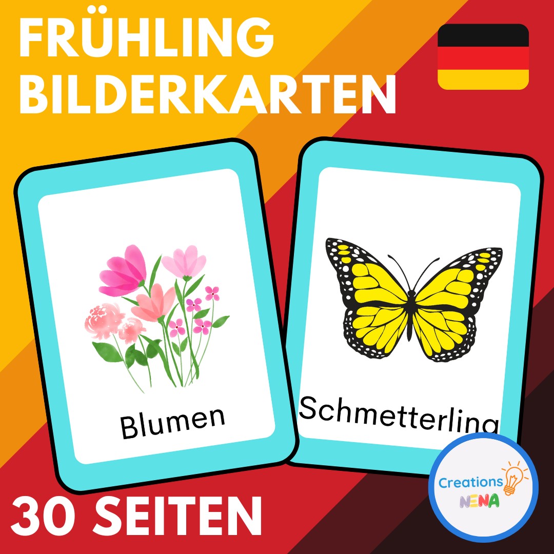 Spring Vocabulary in German ( Frühling Bilderkarten )