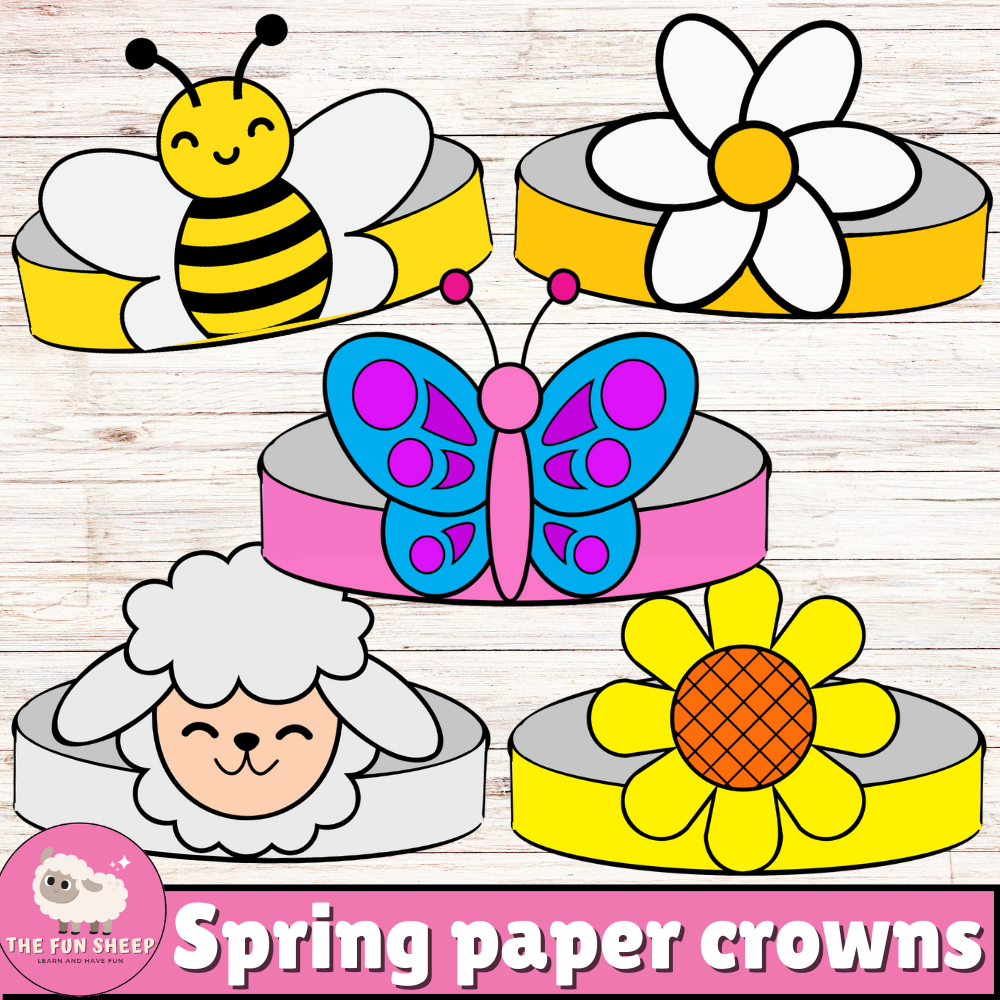 Spring Paper Crowns | Spring Hats Craft Coloring Activity - Spring Headbands