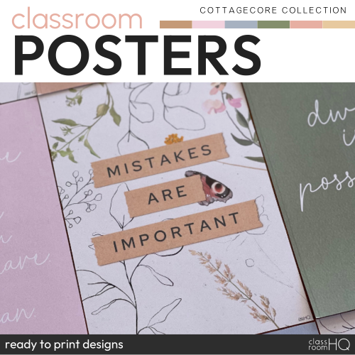 COTTAGECORE Inspirational Classroom Posters | Made By Teachers