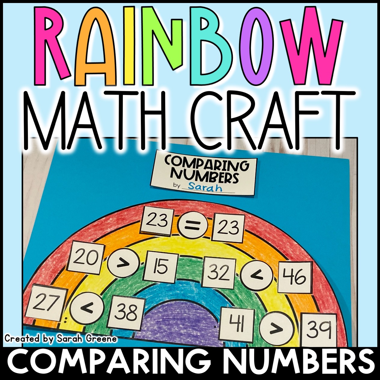 Comparing Numbers Rainbow Math Craft (Spring or St. Patrick's Day)