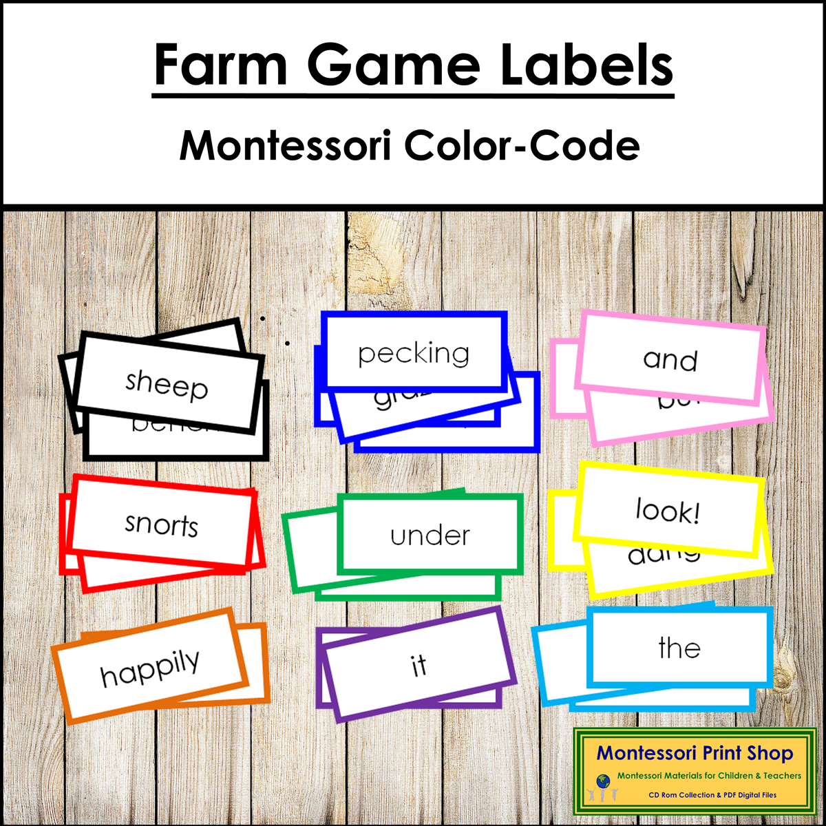 Farm Game Labels (color) - Montessori Grammar