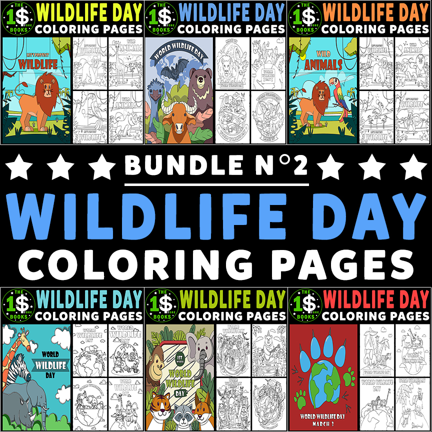 World Wildlife Day Coloring Book Bundle N° 2 – 37 Sheets