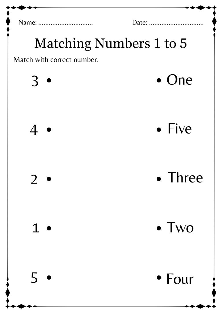 Preschool count and match worksheets 1 to 5 - Matching numbers 1-5 ...