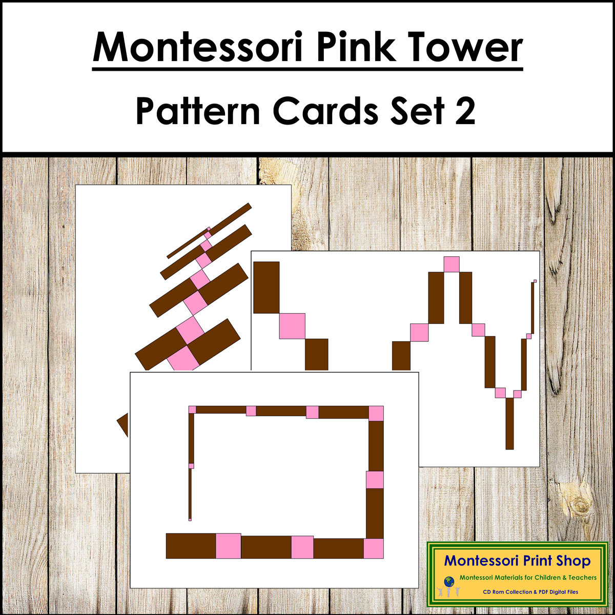 Montessori Pink Tower & Brown Stair Pattern Cards - Set #2
