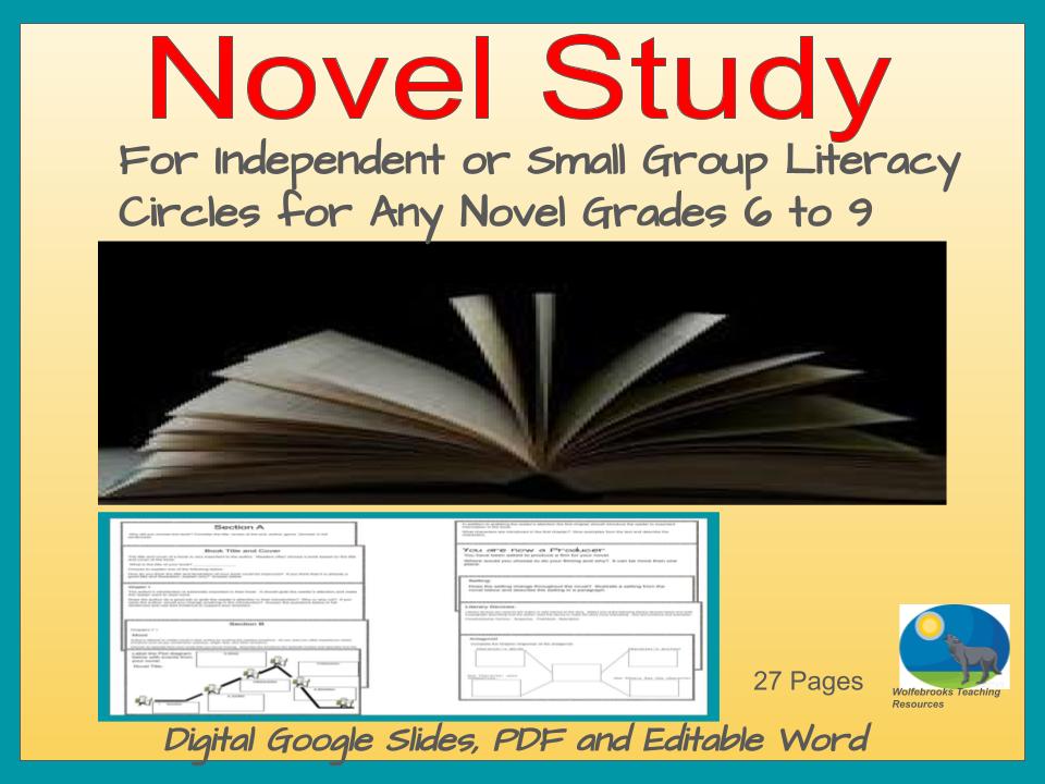 Novel Study for Any Novel (Impendent or Small Group Novel Study)