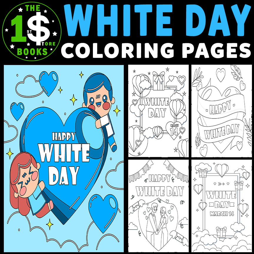 White Day Coloring Pages | 14 March Holiday Coloring Sheets
