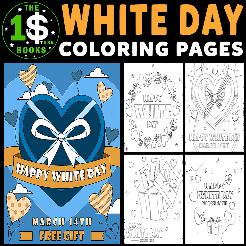 White Day Coloring Pages | 14 March Holiday Coloring Sheets