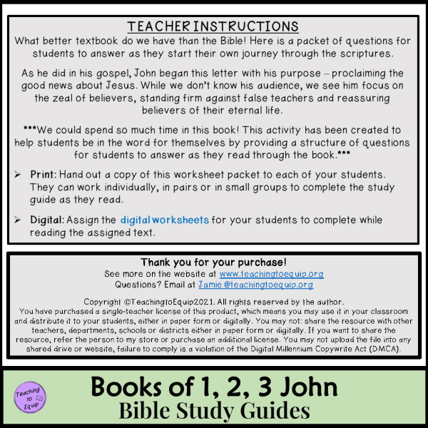 1 2 3 John Bible Book Study Questions | Made By Teachers