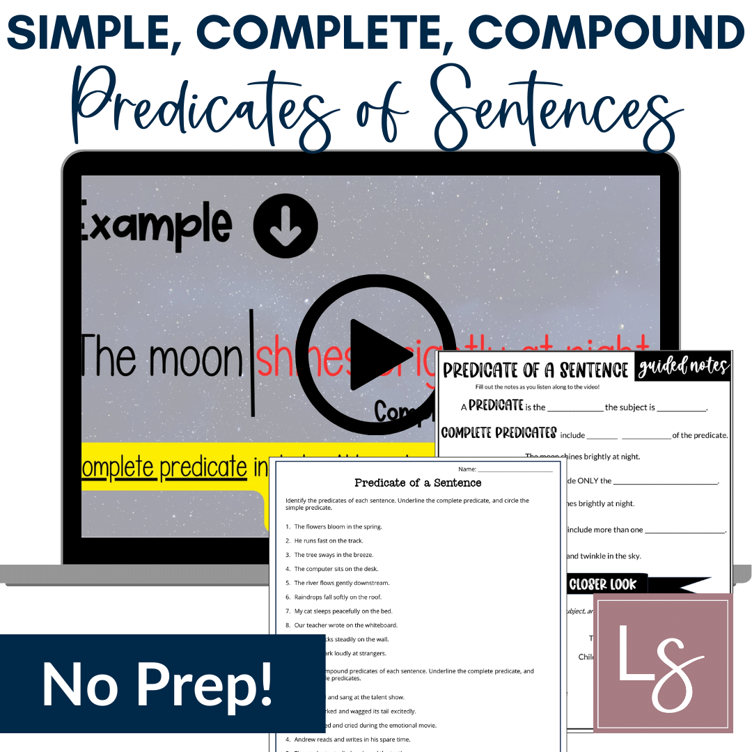 Simple, Complete, Compound Predicate of a Sentence Grammar Video & Practice