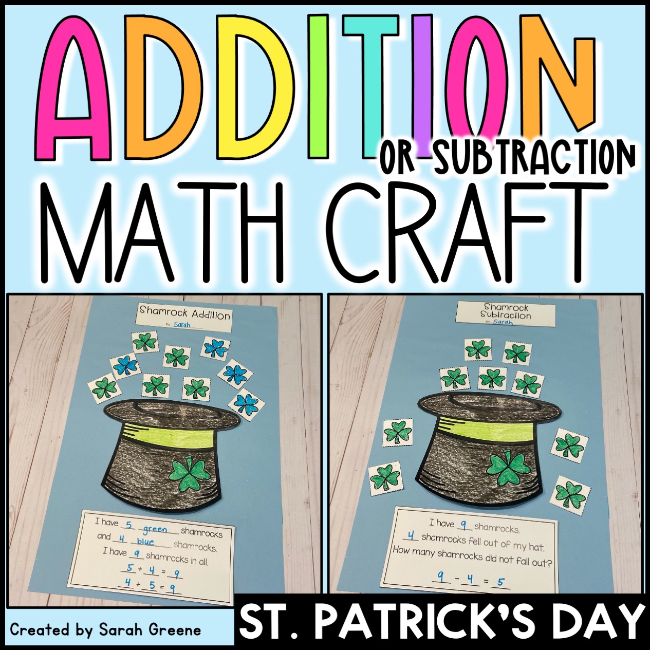 St.Patrick's Day Addition or Subtraction Math Craft