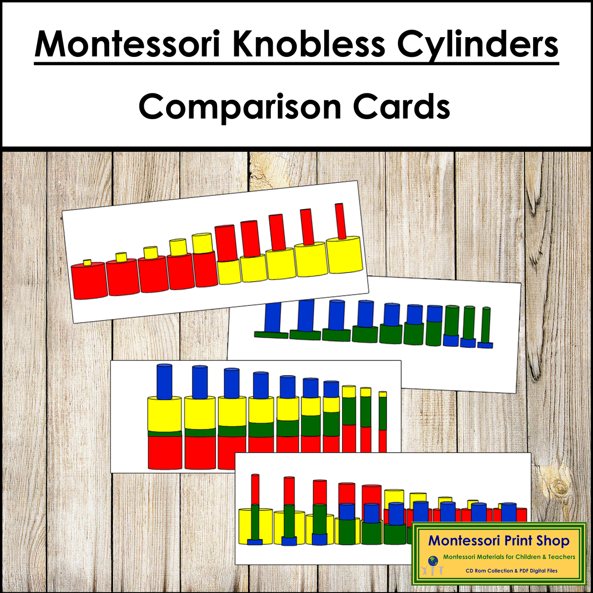 Montessori Knobless Cylinder Comparison Cards