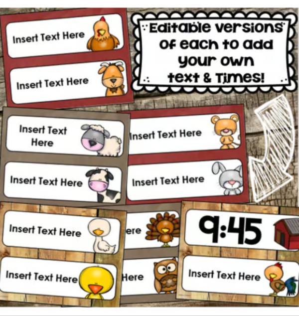 Visual Schedule Classroom Daily Agenda Cards Farm Animals Barn Theme ...