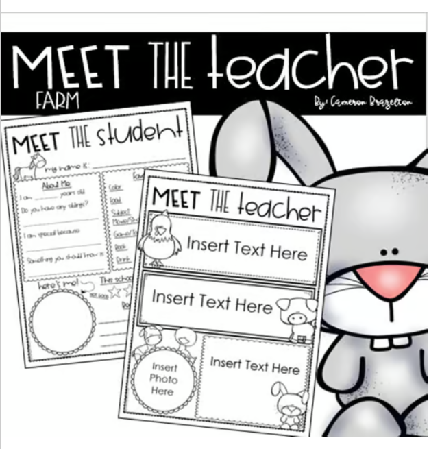 Meet the Teacher Editable Handout Back to School All About Me Farm Animals Theme