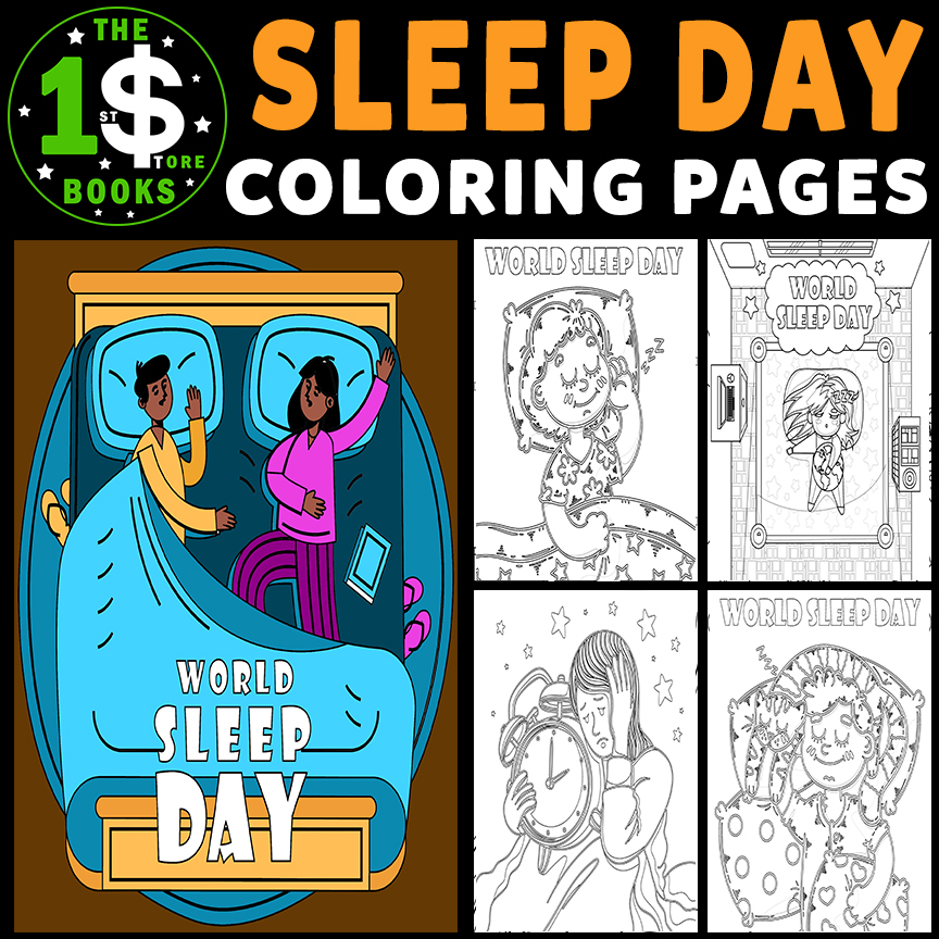 World Sleep Day Coloring Pages | 17 March Holiday Coloring Sheets