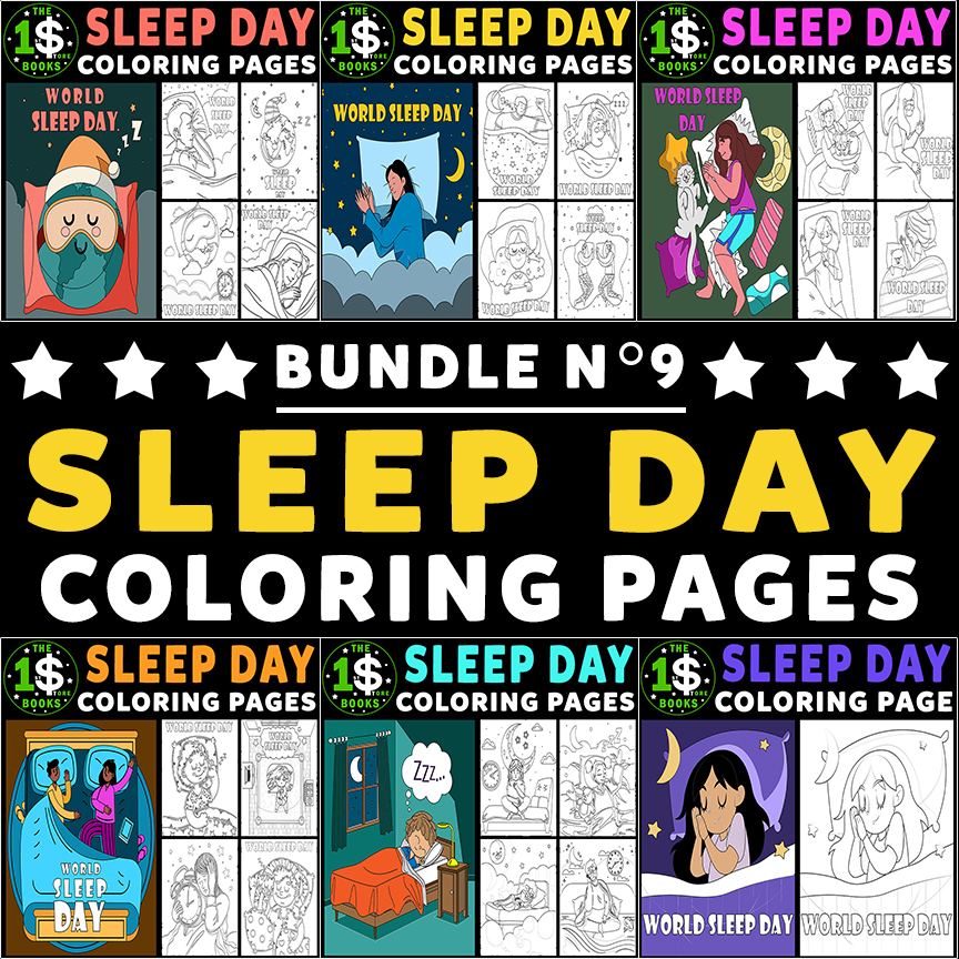 World Sleep Day Coloring Book Bundle N° 9 – 27 Sheets