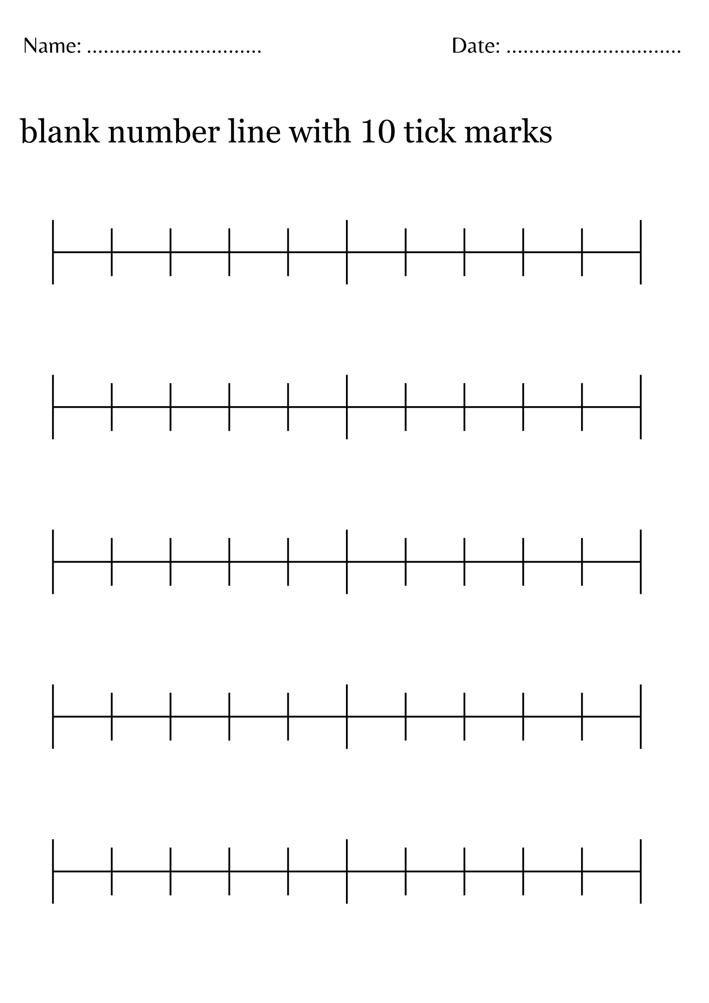 Blank number line with 10 tick marks - blank number line 0-10 Worksheet
