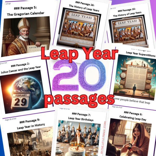 Leap Year 20 Reading Comprehension passages Q|A With a Realistic ...