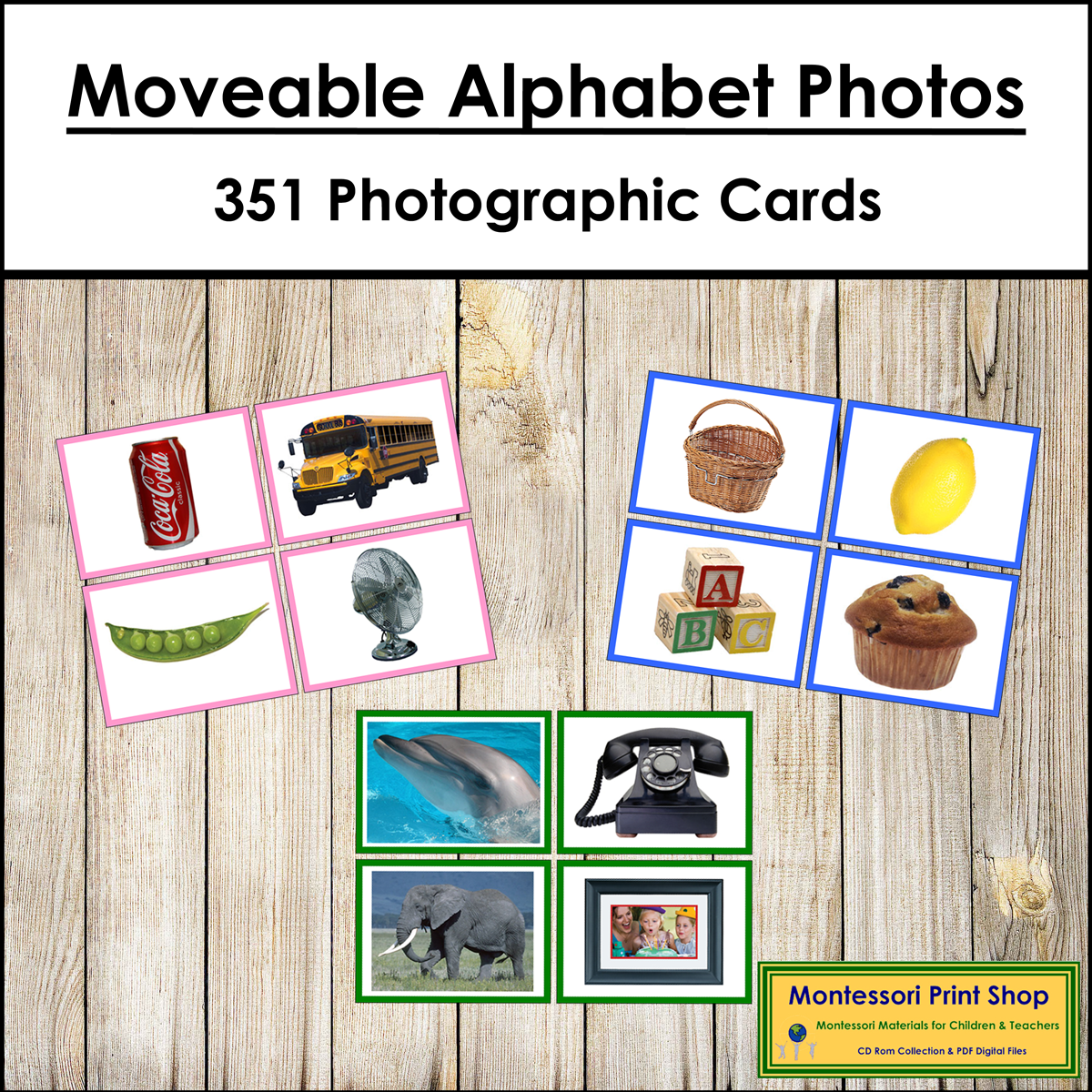 Montessori Pink, Blue, and Green Moveable Alphabet Photos - Phonics