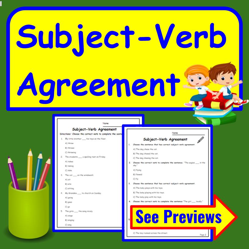 Subject Verb Agreement Worksheets 2nd grade - 3rd grade