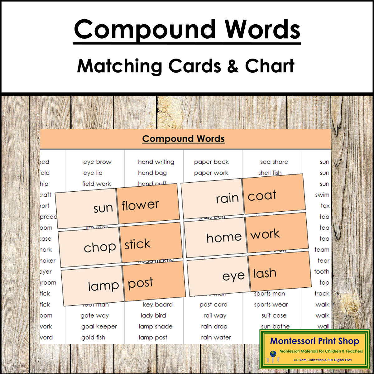Compound Words - Matching Cards & Control Chart (color-coded)
