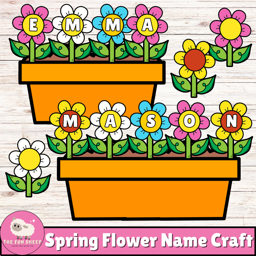 Spring Flower Name Craft | Name Practice Craft Activity Spring Bulletin Board decor