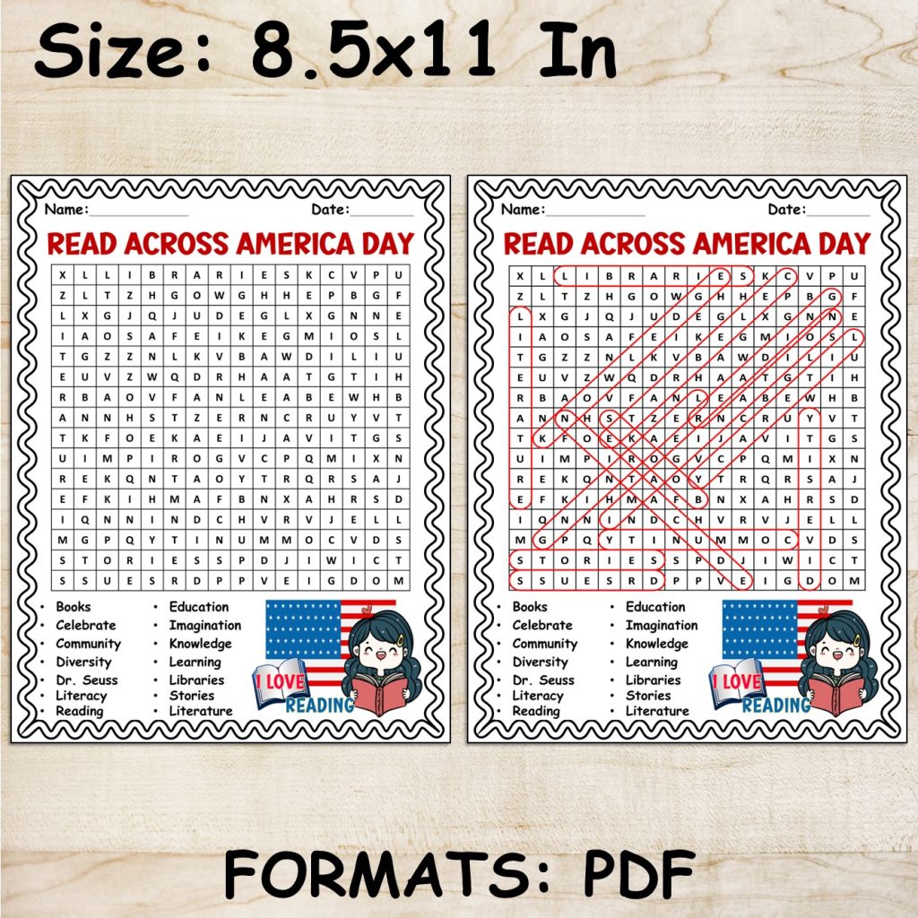 Read Across America Day Activities 2nd Grade Word Search Coloring Page ...