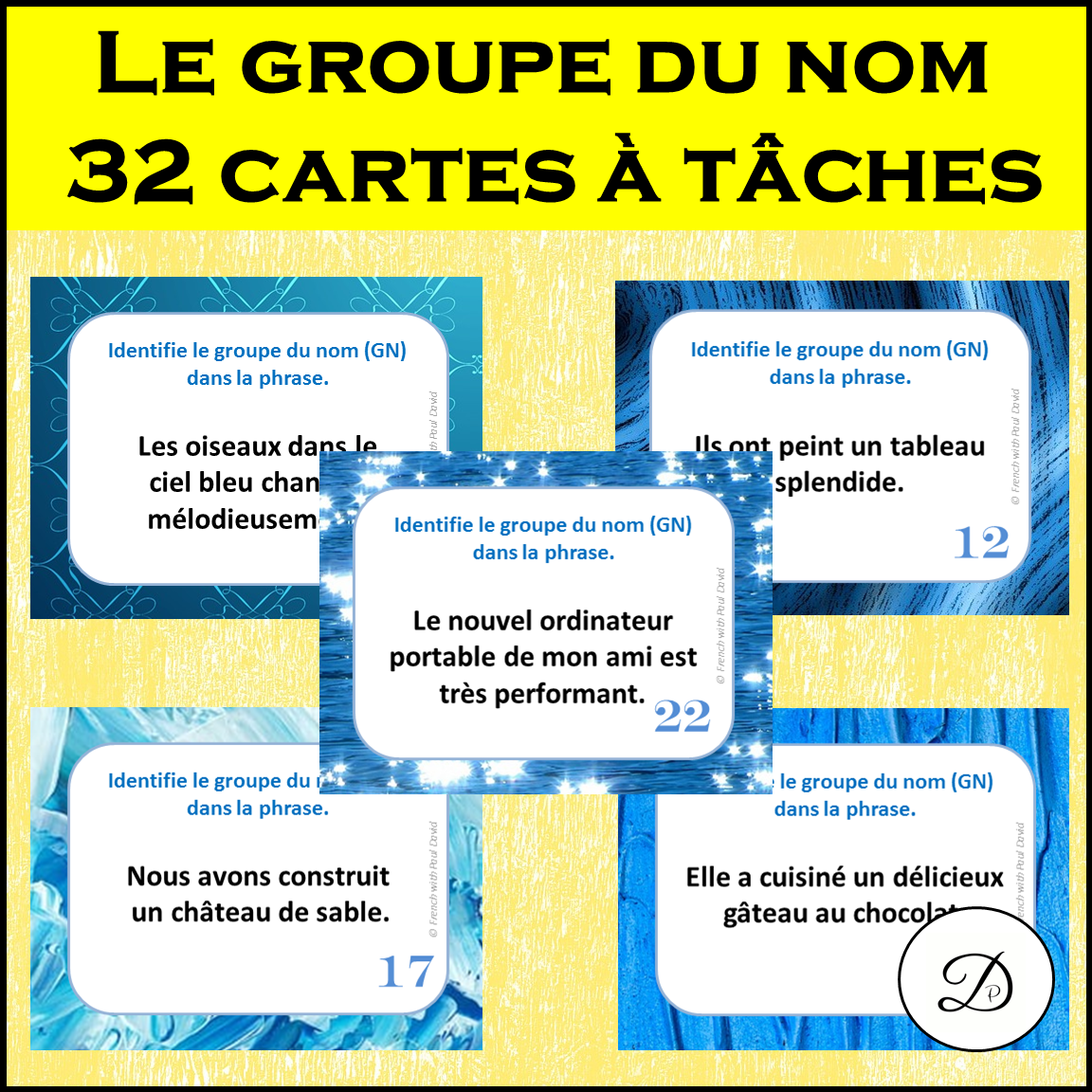 Le groupe du nom - 32 cartes à tâches / French Grammar