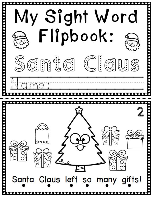 Sight Word Flip Book (Flipbook) - SANTA CLAUS - Made By Teachers