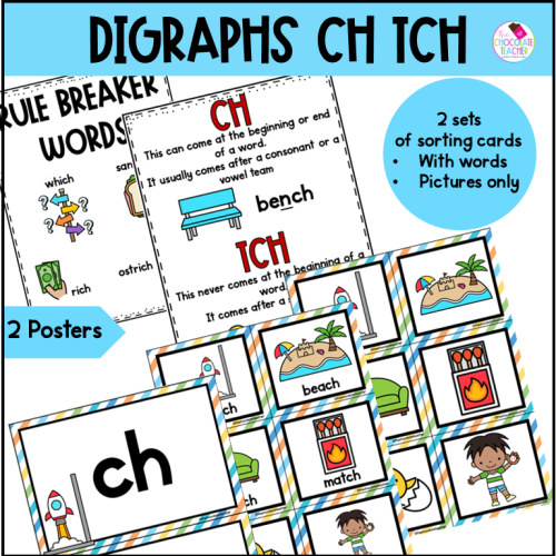 Digraph CH & Trigraph TCH Phonics Posters, Worksheets, and Activities ...